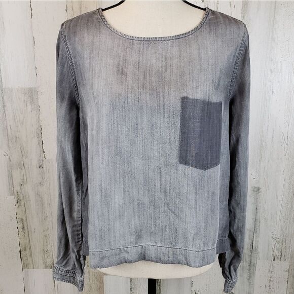 Cloth & Stone Lace-up Chambray Top Sz S - Picture 1 of 8